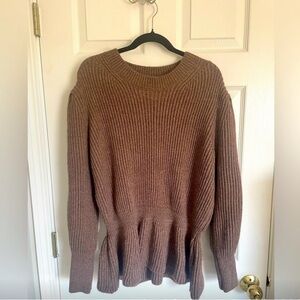 Brown Ribbed Women's Sweater